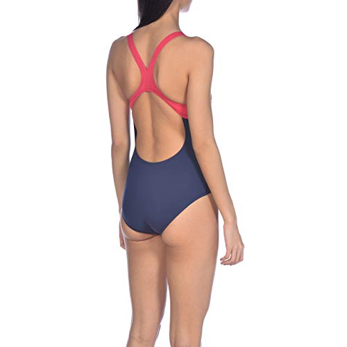 Arena W Swim Pro Back One Piece Bañador Deportivo Mujer Essentials, Navy-Freak Rose, 42