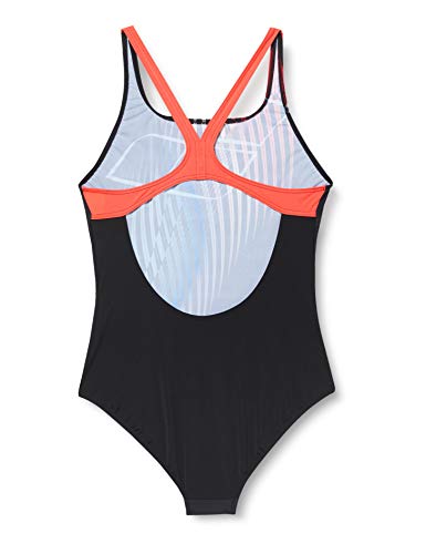 ARENA W Swim Pro Back One Piece Bañador Deportivo Mujer Optical Waves, Black-Fluo Red, 40