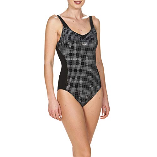 ARENA W Therese Wing Back One Piece Bañador, Mujer, Black/White, 42