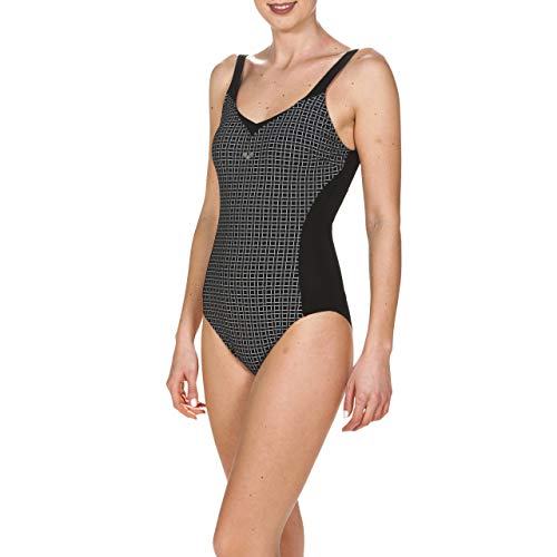 ARENA W Therese Wing Back One Piece Bañador, Mujer, Black/White, 42