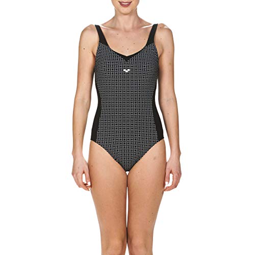 ARENA W Therese Wing Back One Piece Bañador, Mujer, Black/White, 42