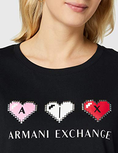 Armani Exchange T-Shirt Camiseta, Negro, XL para Mujer
