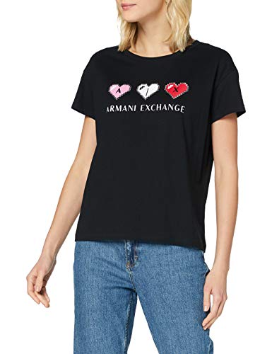 Armani Exchange T-Shirt Camiseta, Negro, XL para Mujer