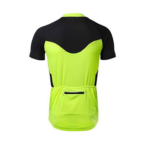 ARSUXEO Camiseta de Ciclismo de Manga Corta para Hombre Camiseta de Bicicleta MTB con Bolsillo con Cremallera 655 Verde M