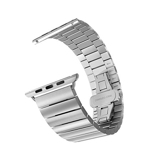 ARTCHE - Correa de Repuesto para Apple Watch (42 mm, 44 mm, Acero Inoxidable), Compatible con iWatch Series 1, 2, 3 y 4