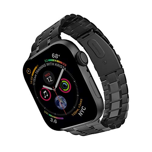 ARTCHE Versión actualizada correa de reloj para Apple Watch 44 mm 42 mm, compatible con Apple Watch Series 6 SE 5 4 3 2 1, correa de eslabones de acero inoxidable, color negro