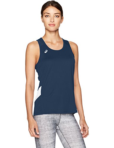 ASICS Camiseta de Manga Corta para Mujer, Mujer, TF3378, Azul y Blanco, XS