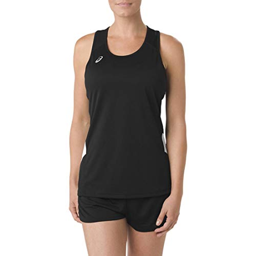 ASICS Camiseta de tirantes Team Sweep para mujer, color negro/blanco, pequeño