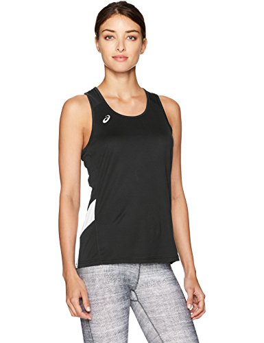 ASICS Camiseta de tirantes Team Sweep para mujer, color negro/blanco, pequeño