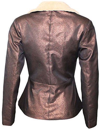 Attuendo SHEARLING Biker chaqueta de la mujer - Marrón - 36 ES Small