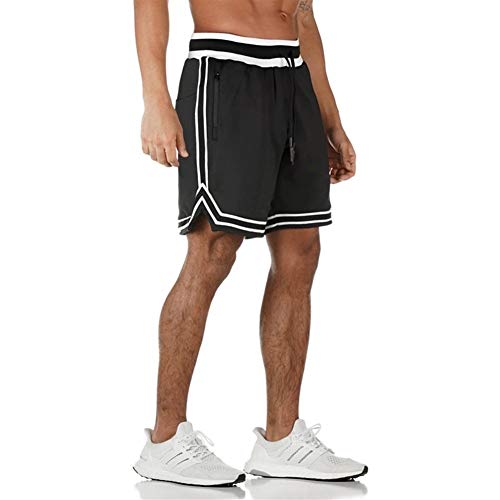 A+TTXH+L Troncos de natación para Hombre Los Hombres de Pantalones Cortos de Baloncesto Corrientes de los Deportes Respirables de los Cortocircuitos #77 (Color : Black, Size : 3XL)