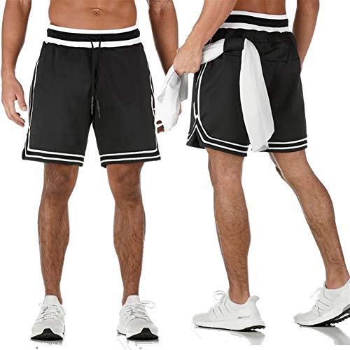 A+TTXH+L Troncos de natación para Hombre Los Hombres de Pantalones Cortos de Baloncesto Corrientes de los Deportes Respirables de los Cortocircuitos #77 (Color : Black, Size : 3XL)