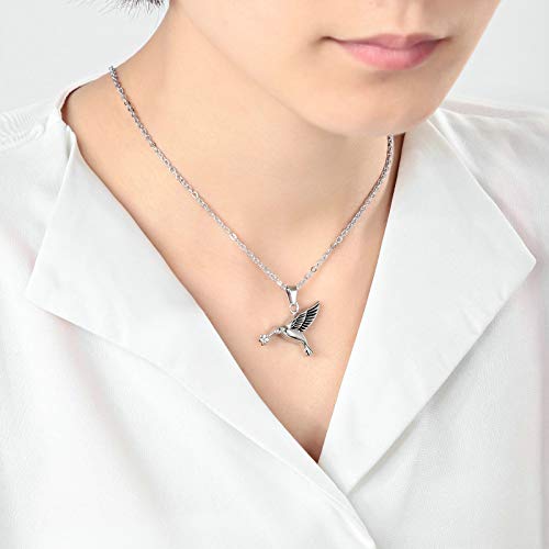 AueDsa Colgantes para Cenizas Mujer Hombre Acero Inoxidable Pájaro con Flor Colgante Ceniza Plata