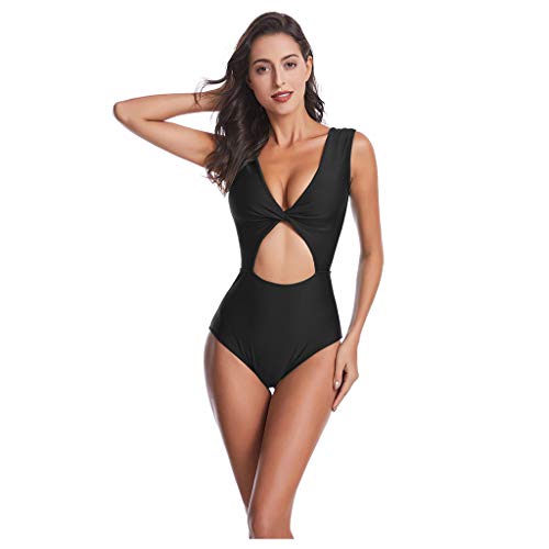 Auifor Atractiva de Las Mujeres Push-up Sólido Bikini Traje de baño Determinado del bañador del Traje de baño Ropa de Playa（Negro/X-Large）