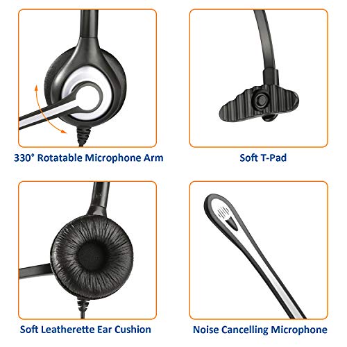 Auriculares Teléfono Móvil Mono con Cancelación de Ruido Micrófono, WANTEK Cascos Diadema para iPhone Samsung Huawei HTC LG ZTE Blackberry Celulares y Smartphones con Jack de 3,5 mm(F600J35)