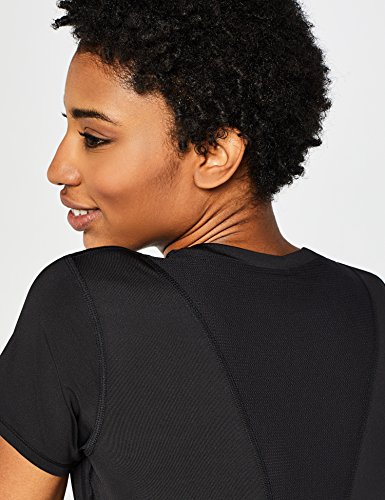 AURIQUE Camiseta Deportiva Mujer, Negro (Black), Medium