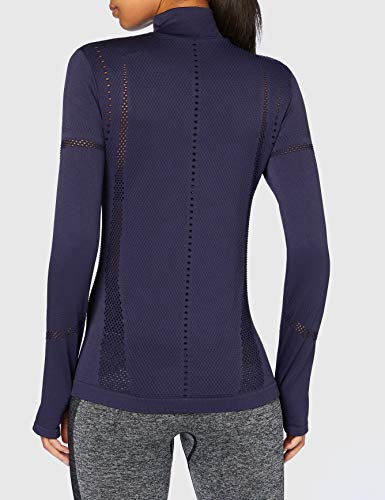 AURIQUE Top para Correr de Manga Larga con Media Cremallera Mujer, azul (marino), 44, Label:XL
