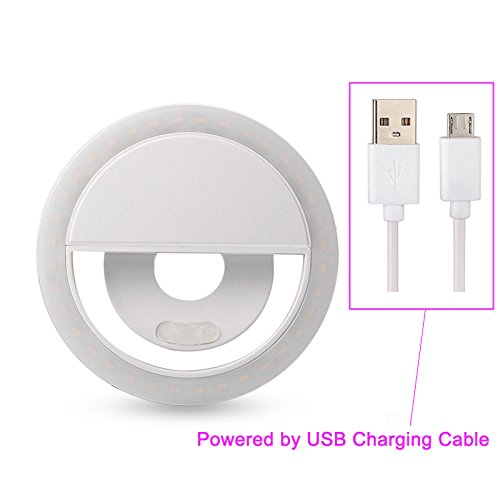 AUTOPkio Selfie la luz del Anillo, la iluminación Recargable Selfie suplementario Mejora Nocturna Oscuridad Selfie 36 del Anillo de luz LED USB para la fotografía teléfonos Inteligentes(de Carga USB)