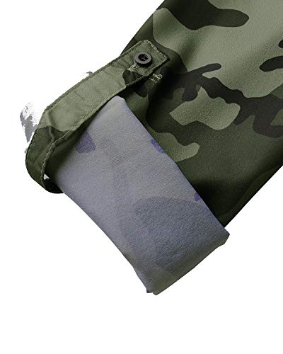 Auxo Camisa de Mujer Larga Elegante Camisas Camuflaje de Manga Larga Escote V con Cordones Mini Vestido Sexy Blusa Tallas Grandes Tunica Shirt 04-Camuflaje Verde XXL