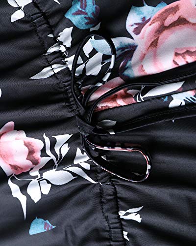 Auxo Mujer Monos Cortos Verano Estampado Sexy Jumpsuits Mono Deportivo Talla Grande Cuello V Sin Mangas 04w-Negro M