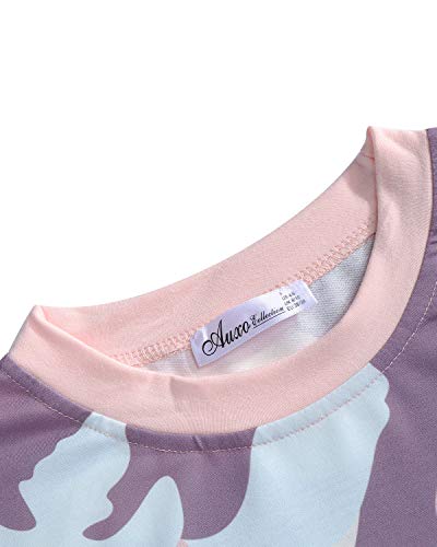 Auxo Mujer Sudadera de Manga Larga Camuflaje Pullover Túnica Tops Jumper Top Camisas Morado Claro 2XL