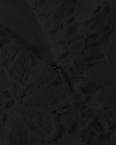 Auxo – Vestido de noche elegante para mujer, encaje, manga larga, vestido de cóctel, corto, cuello barco, sexi D Noir L