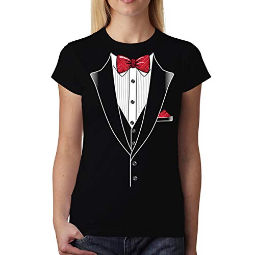 avocadoWEAR Corbata de Moño Smoking Traje Mujer Camiseta Negro 3XL