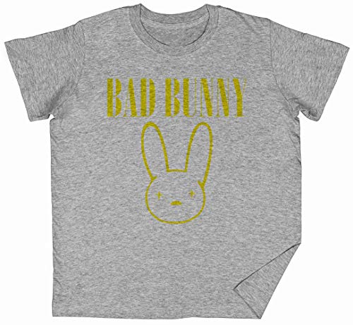 Bad Bunny Gris Niños Chicos Chicas Camiseta Unisexo Tamaño S Grey Kid's Boys Girls tee Size XS