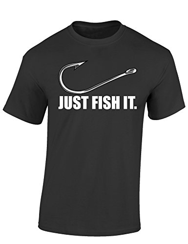 Baddery Camiseta: Just Fish it - Pescado - Pescador/T-Shirt Unisex/Trabajo/Pesca/Regalo para Pescador (M)