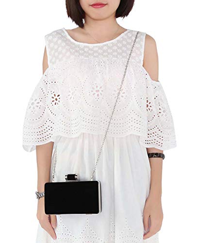BAIGIO Bolsa de Noche Mujer Elegante Bolso de Mano Bolso Clutch de Embrague Monedero de Terciopelo para Mujeres y Señoras para Boda Partido Fiesta Cocktail Cumpleaños (Negro)