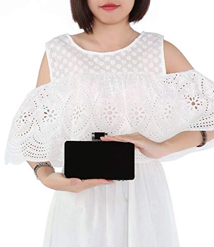 BAIGIO Bolsa de Noche Mujer Elegante Bolso de Mano Bolso Clutch de Embrague Monedero de Terciopelo para Mujeres y Señoras para Boda Partido Fiesta Cocktail Cumpleaños (Negro)