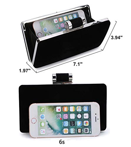 BAIGIO Bolsa de Noche Mujer Elegante Bolso de Mano Bolso Clutch de Embrague Monedero de Terciopelo para Mujeres y Señoras para Boda Partido Fiesta Cocktail Cumpleaños (Negro)