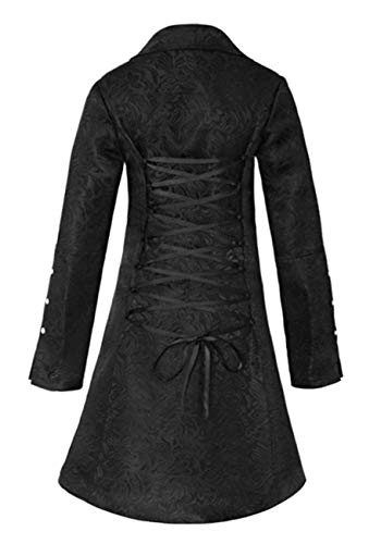 BAIHUODRESS Abrigo Largo Estilo Gotico Medieval Steampunk para Mujer Chaqueta Floral de Jacquard Victoriana Renaissance Disfraz de Fiesta de Cosplay de Halloween Vestido Blanco/Negro