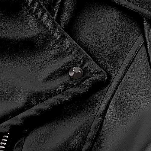 BAIHUODRESS Chaqueta para Mujer Chaquetas Imitación Cuero Moto Cazadoras Chaqueta de Motorista Entallada (Negro, XL(bruso 40" Inch))