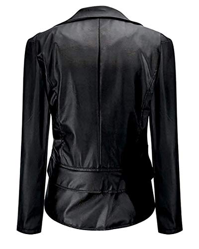 BAIHUODRESS Chaqueta para Mujer Chaquetas Imitación Cuero Moto Cazadoras Chaqueta de Motorista Entallada (Negro, XL(bruso 40" Inch))