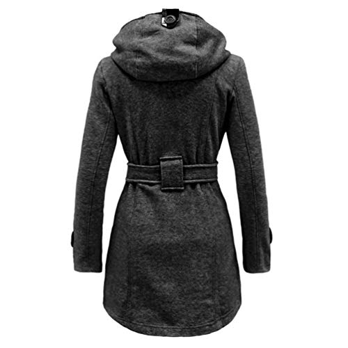 Baijiaye Abrigo Invierno Mujer Parka Largo Grueso Chaqueta Lana Mujeres Elegante Outwear con Capucha Cinturón Gris
