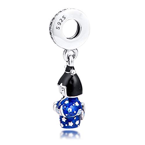 BAKCCI Muñeca japonesa de primavera 2020 en kimono azul colgante de plata 925 DIY se adapta a pulseras originales Pandora encanto joyería de moda