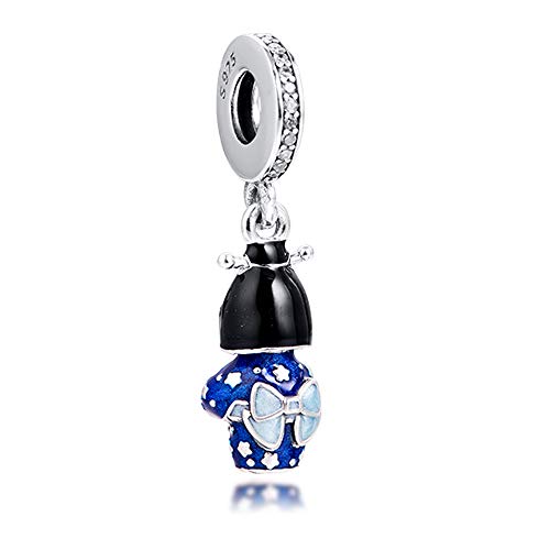 BAKCCI Muñeca japonesa de primavera 2020 en kimono azul colgante de plata 925 DIY se adapta a pulseras originales Pandora encanto joyería de moda