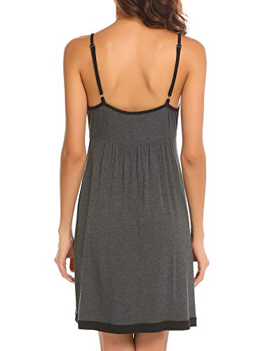 Balancora Camisón de lactancia con botones, manga corta, para embarazadas y lactancia, tallas S-XXL gris oscuro M