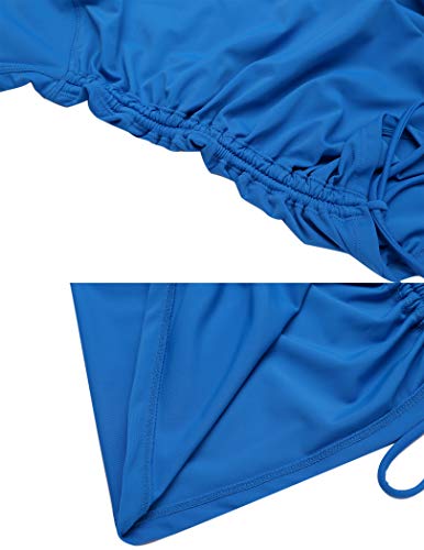 Balancora Traje de baño Rash Guard para mujer, protección UV, cremallera, manga larga, ajustado, con cordón, tallas S-XXL azul marino XL
