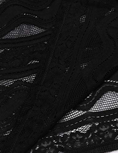 Balancora Vestido de playa para mujer, tallas grandes, sexy, encaje, traje de baño, elegante vestido de verano A-b black S