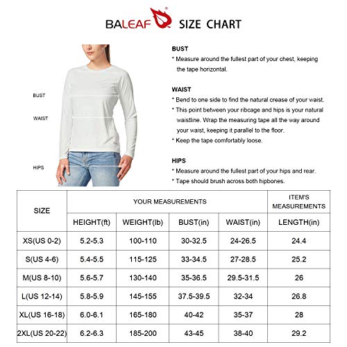 BALEAF - Camiseta de manga larga para mujer con factor de protección solar UPF 50+, de secado rápido, ligera, para senderismo, correr, pesca - blanco - X-Large