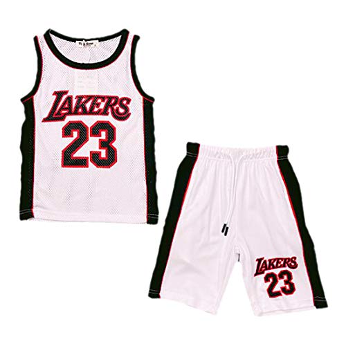 Baloncesto Shorts Verano Chicos Nouveautés Niñas Top Chaleco Kit Set Color: Lakers Blanco - Tamaño: 7-8 años