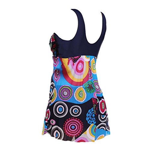 Bañador con Falda Traje de baño de Una Pieza Plus Talla para Mujer Puntos Impresión Traje de Baño Tankini Pantalones + Traje de Baño Negro Azul Púrpura