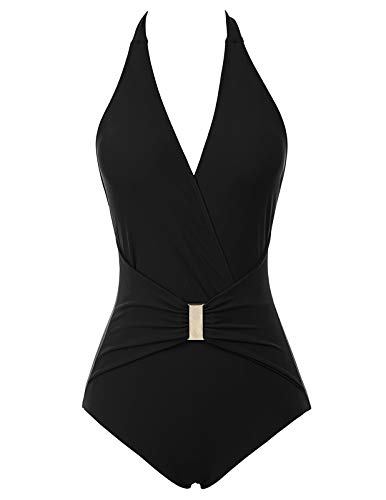 Bañador de Mujer Bikini Ropa de Baño de Una Pieza Negro S CL010979-4