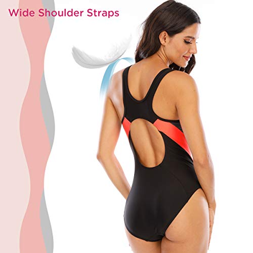 Bañador Deportivo de una Pieza para Mujer (Negro - RG, 44)