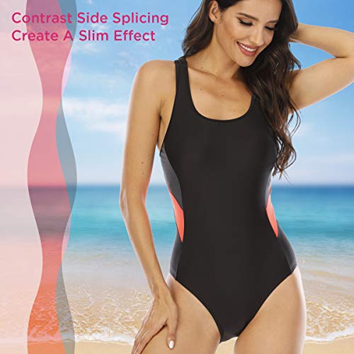 Bañador Deportivo de una Pieza para Mujer (Negro - RG, 44)