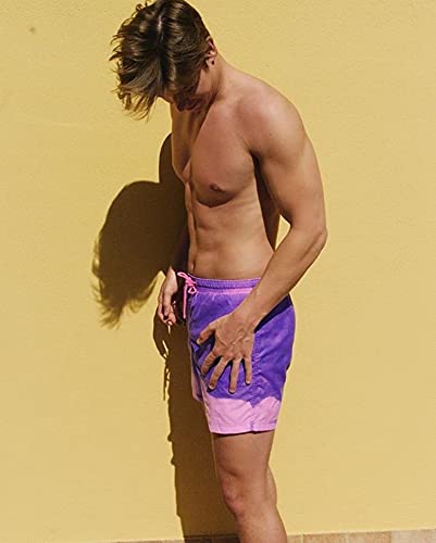 Bañador Hombre y niño Cambia Color. Ropa Hombre Playa y Piscina [Secado rapido]. Bermudas Hombre Deporte Surf, Natacion. Bañador niño a Partir de 10 años. Color Rosa y Violeta. Coleccion Verano 2021