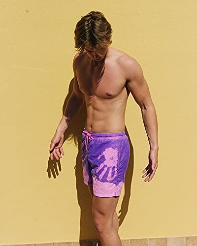 Bañador Hombre y niño Cambia Color. Ropa Hombre Playa y Piscina [Secado rapido]. Bermudas Hombre Deporte Surf, Natacion. Bañador niño a Partir de 10 años. Color Rosa y Violeta. Coleccion Verano 2021