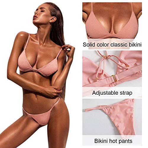 Bañador Mujer 2019 Tops de Bikini Trajes de Baño Tanga Triángulo Suave Acolchado Tops y Braguitas Conjuntos Bikinis Bañador Brasileño